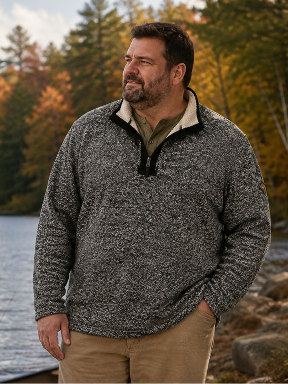 Orvis Men's 1/4 Zip Sweater Sherpa Size XXL Cabincore Rugged Outdoor Warm VTG